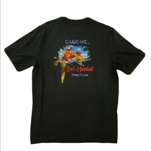 Tommy Bahama Caught Red Handed Short Sleeve Tee Shirt Coal Size Small New
